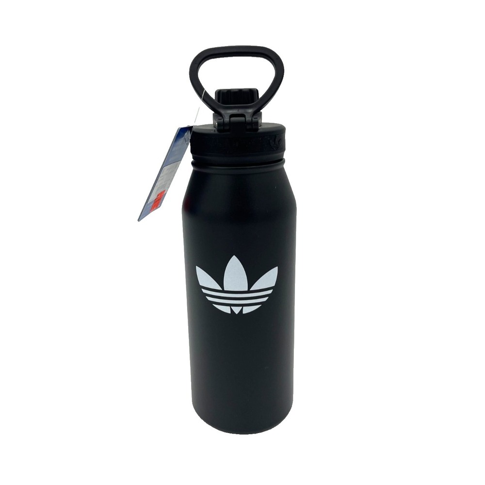Adidas Originals Stainless Steel 1 Liter Metal Water Bottle Black 1 Liter JK4219